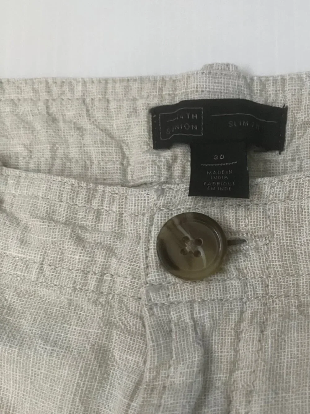 14th & Union Linen 8in Shorts - Slim Fit Men's Size 30 - Navy & Tan